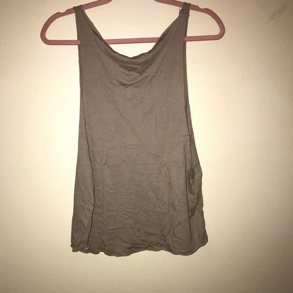 SOLD‼️Olive green grayish Tank Top with Paw Prints - Picture 3 of 3